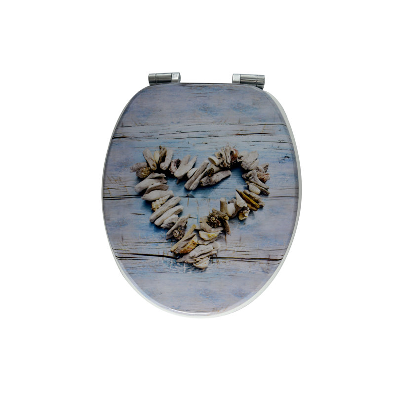 Länglicher WC-Sitz Beach Heart mit Absenkautomatik