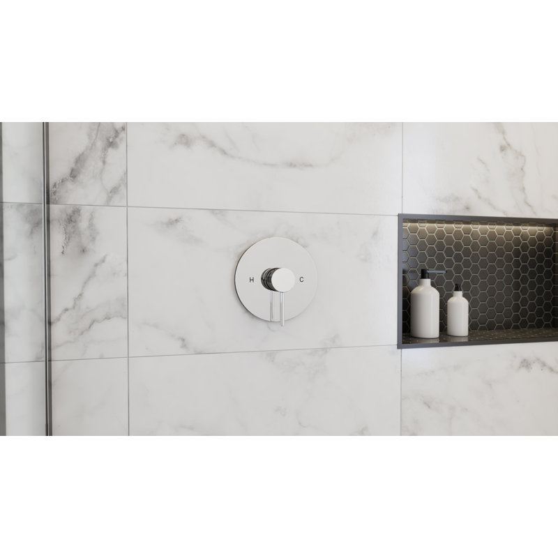 Brilliance Rainfall Shower Set with Round Shower Head and Round Valve, Chrome, Chrome