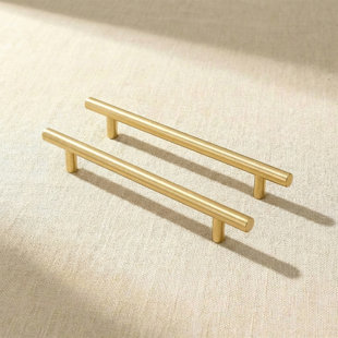 Modern Bar Pull Drawer Handles  Golden Brass - Contemporary Hardware For Drawers 4-piece Set (Set of 4)