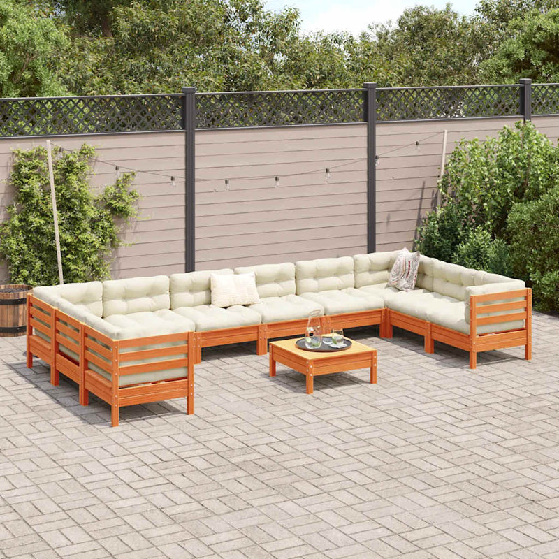 Ensemble de canapé de jardin Vidaxl brun cire et crème