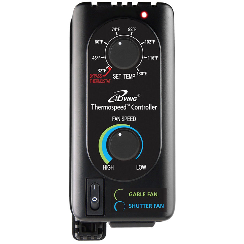 iLIVING ILG8SFST Exhaust Fan Thermospeed Temperature Controller and Speed Controller, Black