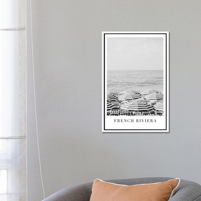 French Riviera Black And White Travel - Print on Canvas