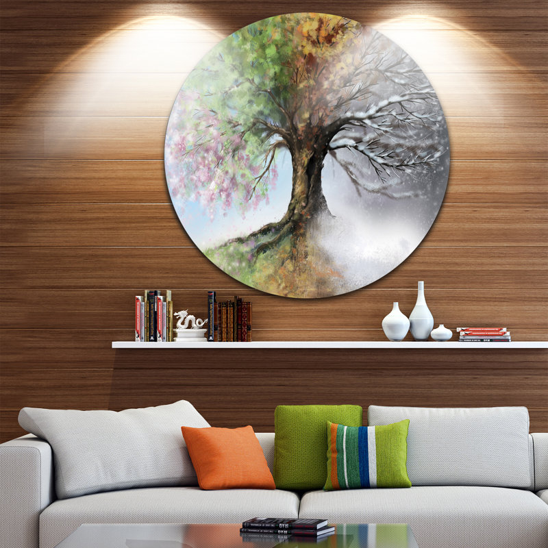 Arbre sur toile, impression de nature quatre saisons - Arbre avec quatre saisons, H 12 po x l 20 po, Érable