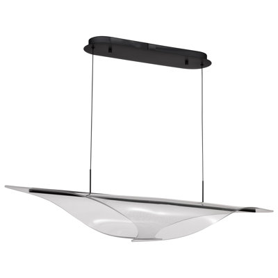 Adrey - Luminaire suspendu pour îlot à DEL 46 po - Noir mat - Lentille en acrylique sérigraphiée