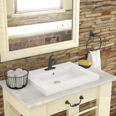 DECOLAV Classically Redefined 18.25'' Vitreous China Rectangular Bathroom Sink with Overflow