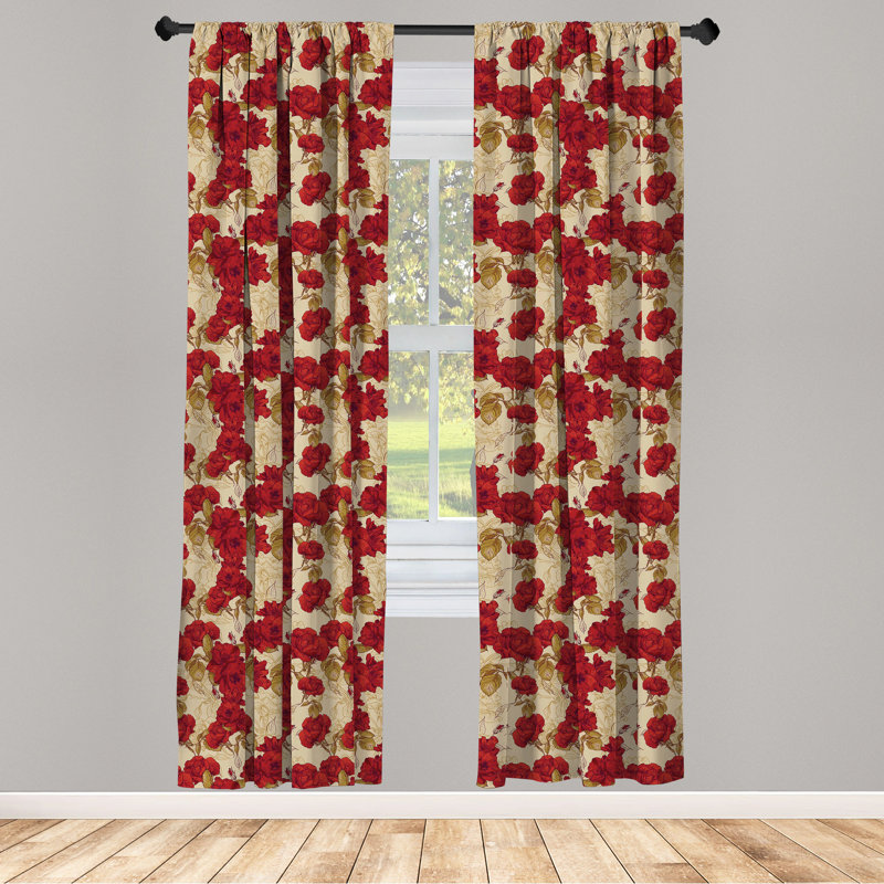 Floral Semi-Sheer Rod Pocket Curtain Panels, 28" x 84"