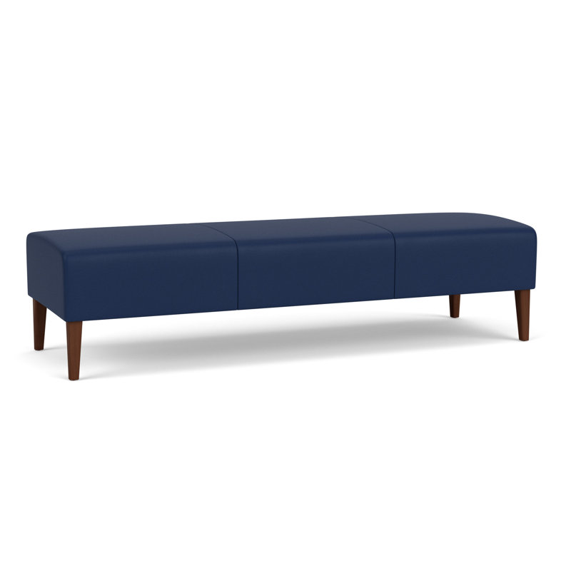 Luxe Lounge Reception 3 Seat Bench, Modena Ink, Walnut Wood