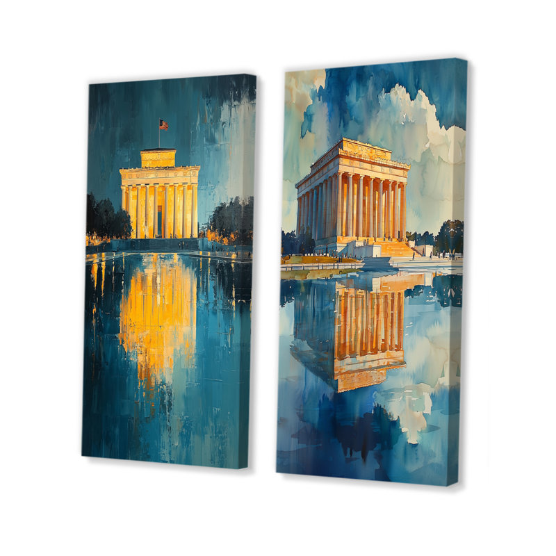 Lincoln Reflections Of Freedom I - Architecture, art mural 2 panneaux, H 32 po x l 33 po, Toile tendue