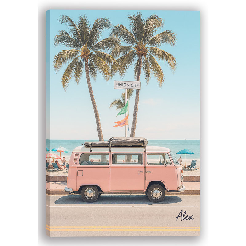Art mural Union City Vibes - Retro Beach Van, H 24 po x l 16 po