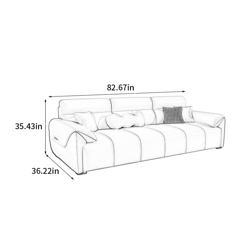 Canapé droit moderne et luxueux, H 35,43 po x l 82,67 po x P 36,22 po