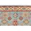 Tapis oriental géométrique bleu en laine noué à la main 8 pi 5 po x 9 pi 7 po Kazak