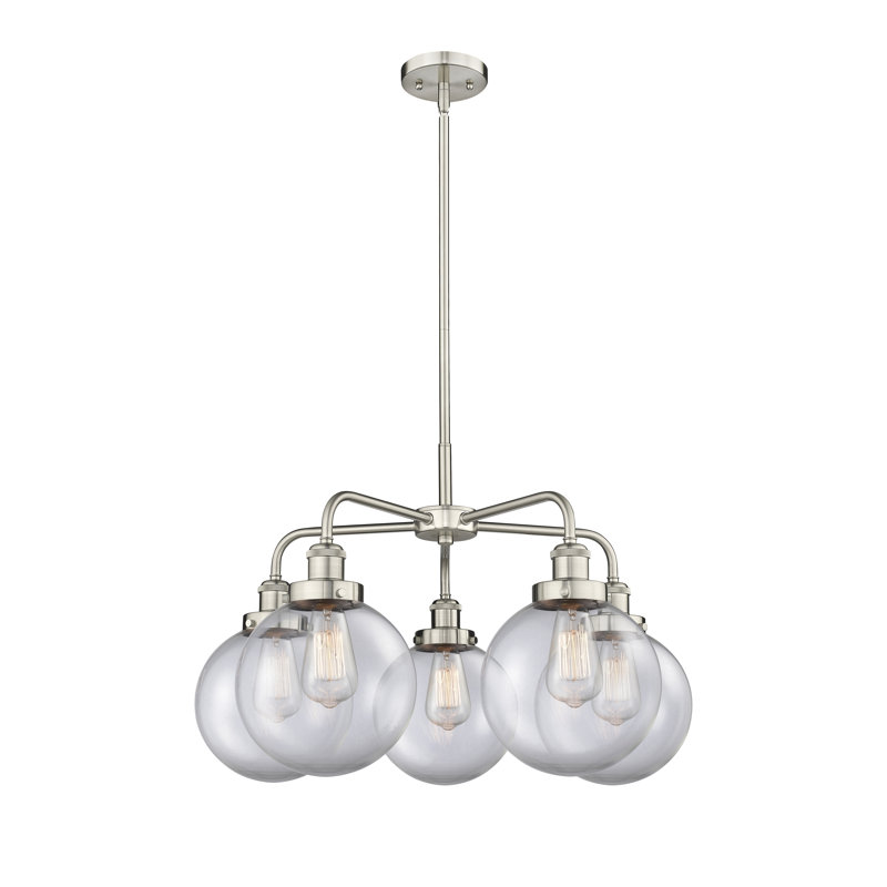 Lustre suspendu 5 lumières à 8 lumières d'Alphonsa, Grainé, H 17,38 po x l 26 po x P 26 po, Laiton antique