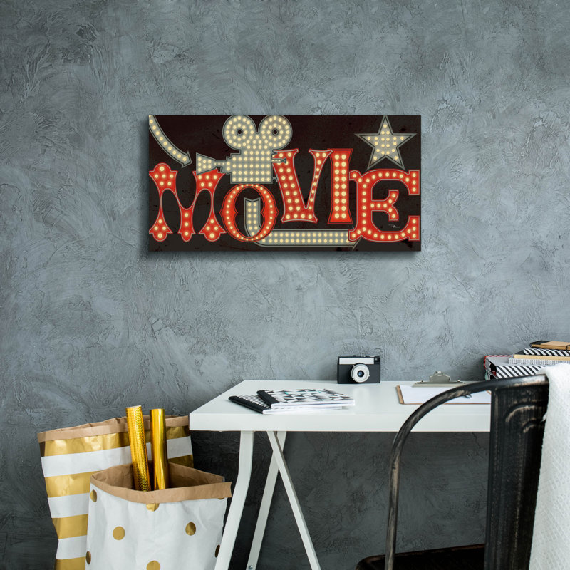 «Movie Lights 2 V2» par Pela Studio, art mural sur toile, H 12 po x l 24 po x P 0,75 po