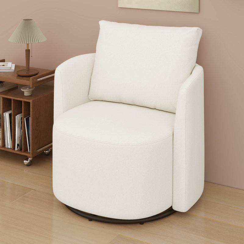 Fauteuil d'appoint rembourré à 360 °, fauteuil demi-tonneau moderne de 29,9 po au design incurvé, Beige