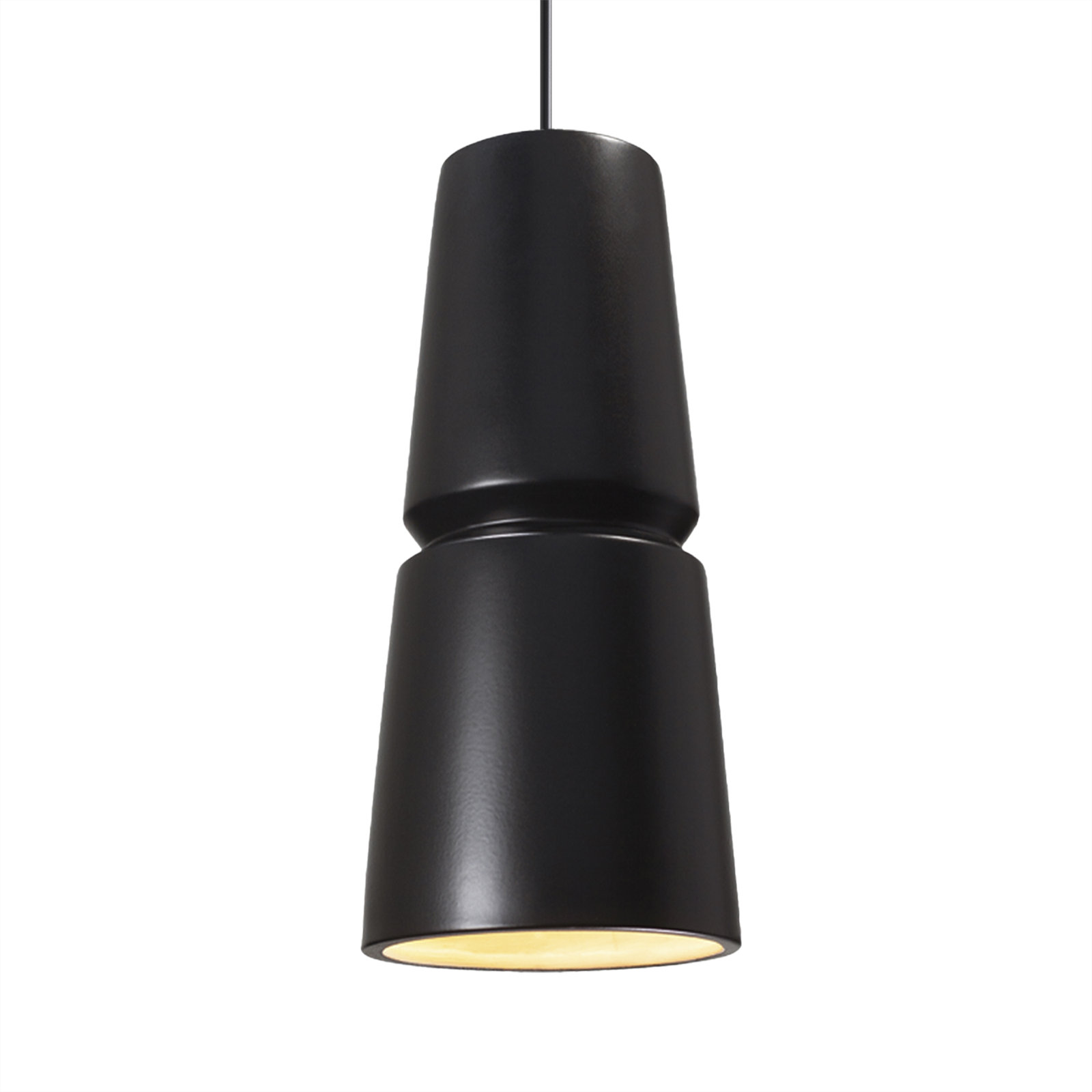 Logan 1-Light Dimmable Ceramic Cone Pendant , Antique Brass, Carbon Matte Black, 18" H x 8" W x 8" D