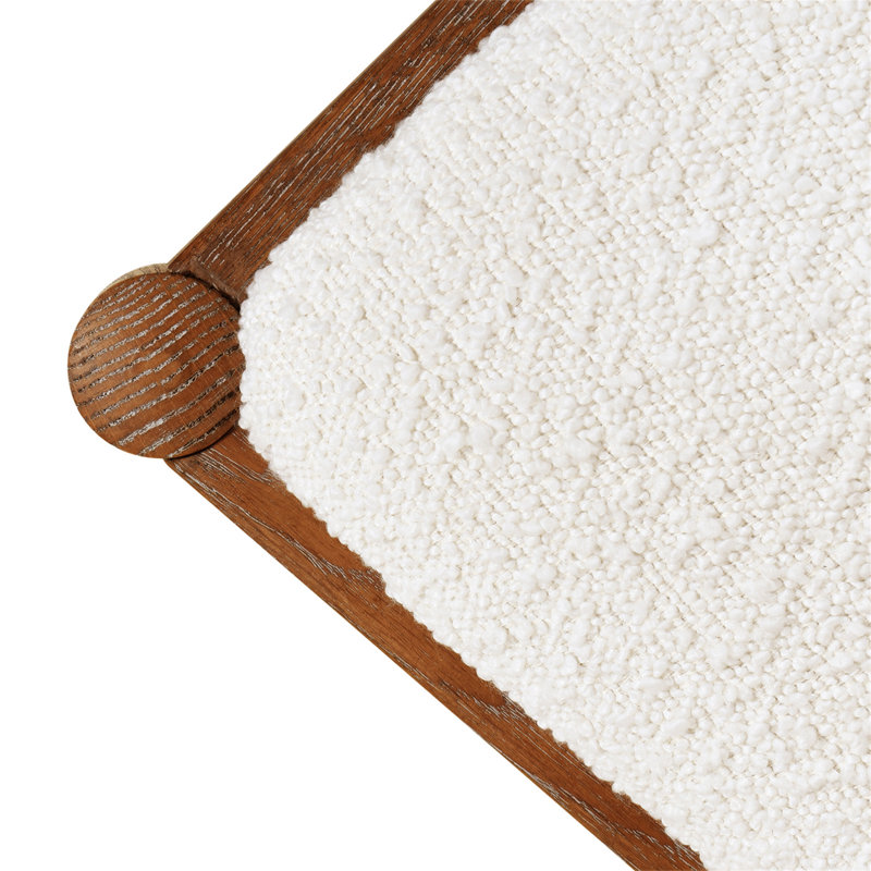 Ivory White Boucle Rattan Cane Side Dining Chair Set of 2
