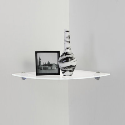 Jemnice Triangle Glass Corner Shelf with Adjustable Shelves