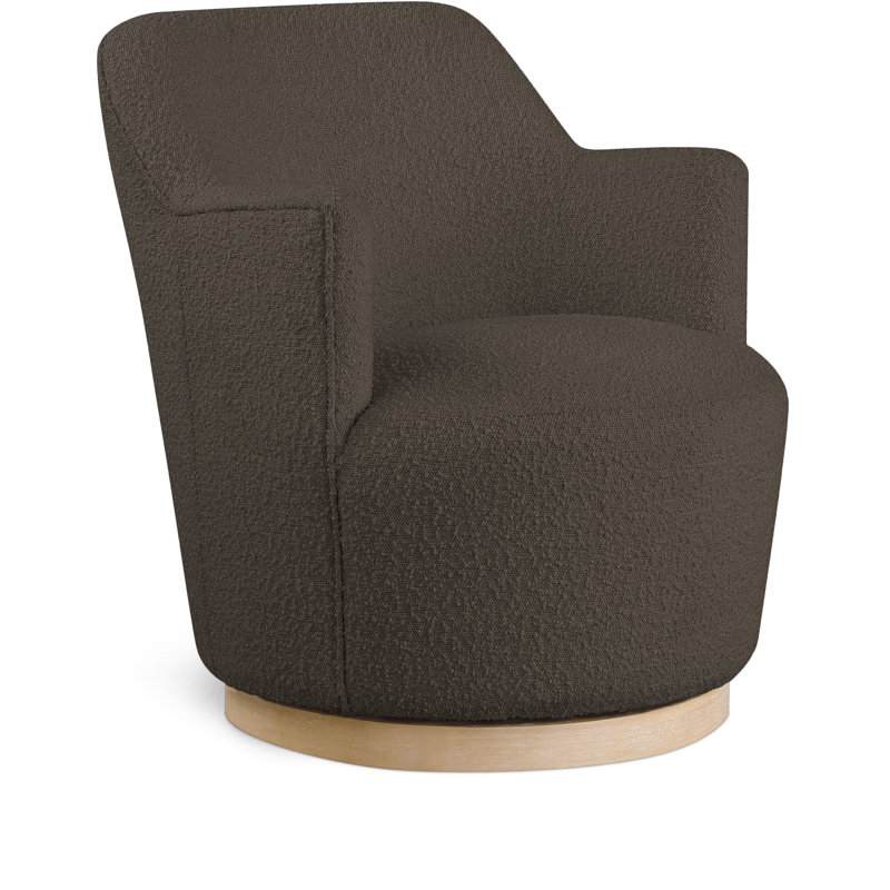 Fauteuil pivotant rembourré Ixareli, Tissu brun bouclé