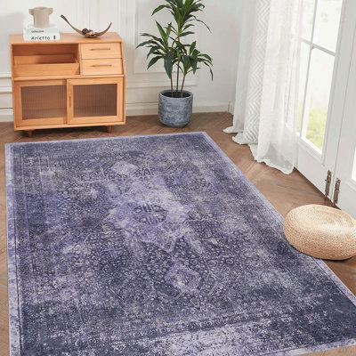 LOOM & LUXE 5X8 Area Rugs For Living Room, Washable Rug, Low-Pile, Non-Slip, Non-Shedding, Foldable, Kid & Pet Friendly - Area Rugs For Living Room, Bedroom, Kitchen