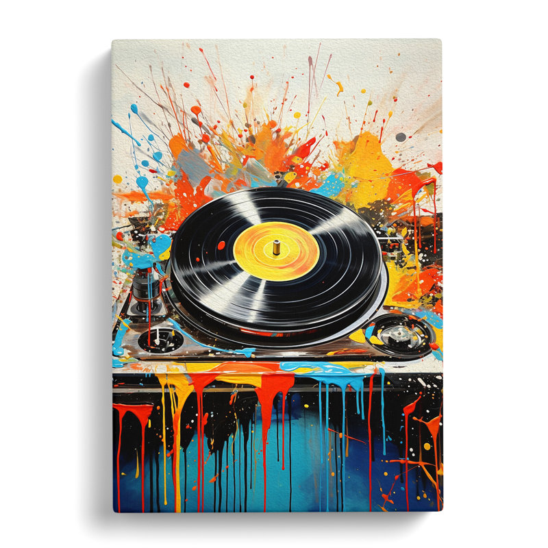 Record Player Action - Wrapped Canvas, 60cm H x 40cm W x 3cm D