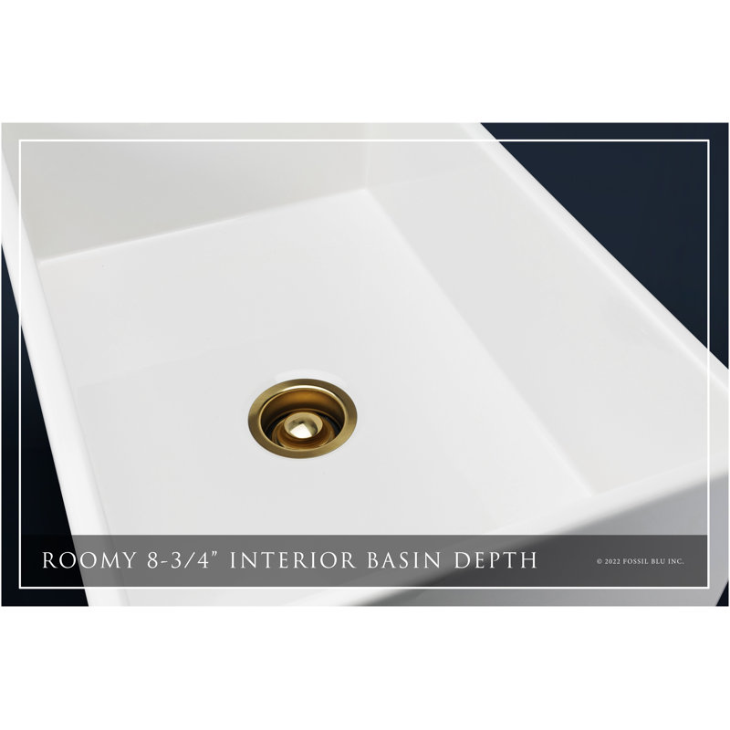 Luxury Solid Fireclay Farmhouse Sink, Brushed Brass Accessories