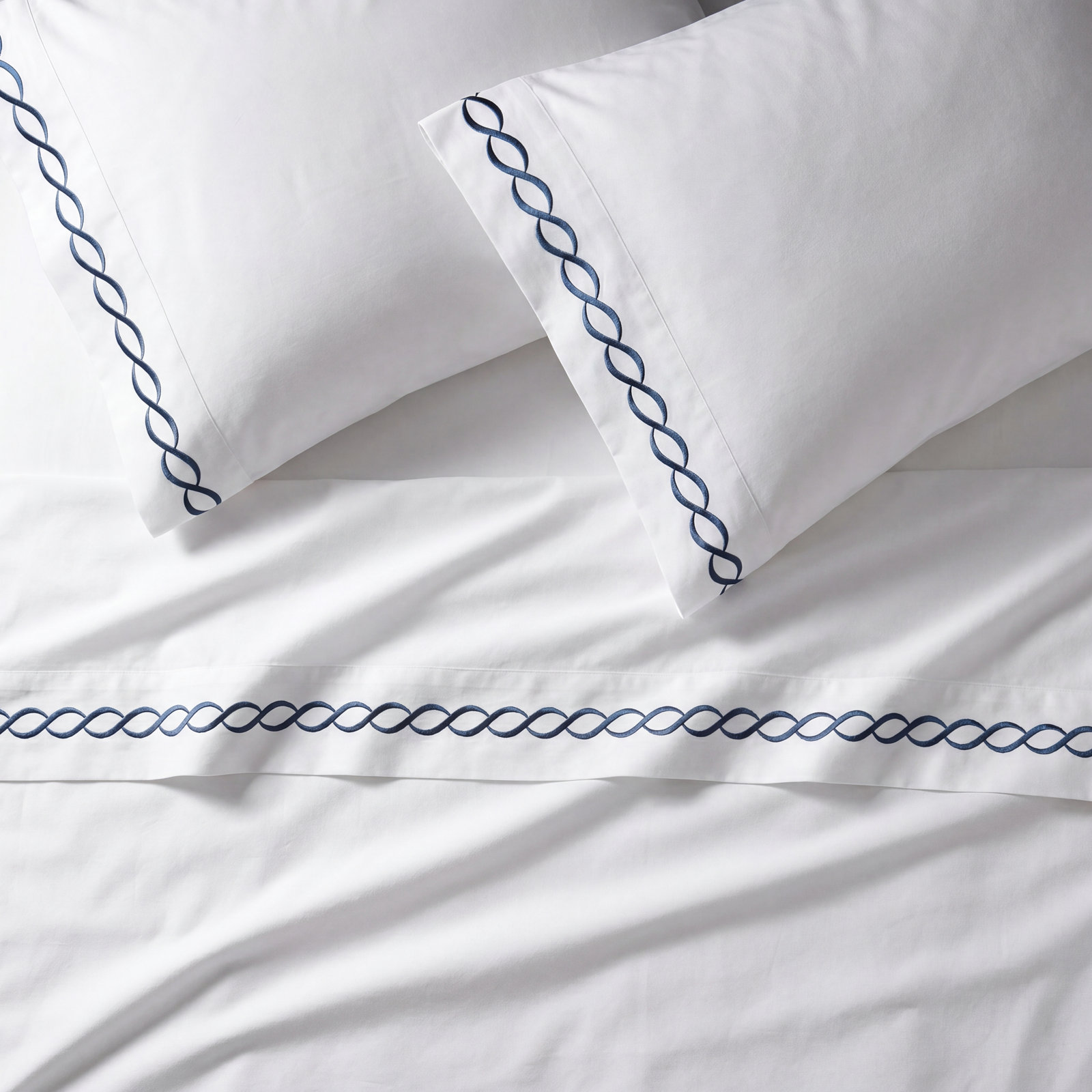 Barden Cotton Sheet Set, Twin Sheet Set with 1 Pillowcase, Navy/White