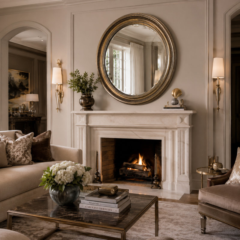 Keges Round Metal Wall Mirror