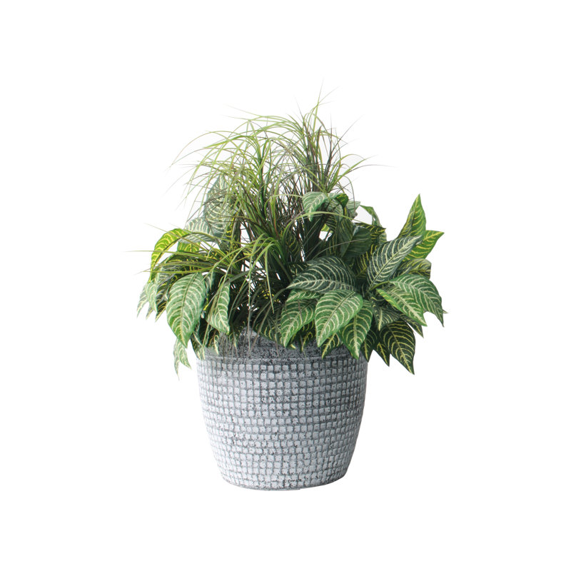 Acerra Mosaic Composite Hand Painted Pot Planter, Brown