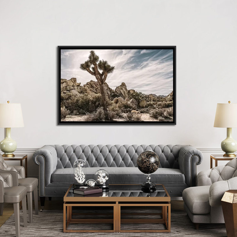 «Joshua Tree Views VIII», impression sur toile, H 18 po x l 26 po x P 1,5 po, Toile avec cadre noir, Pas de tapis