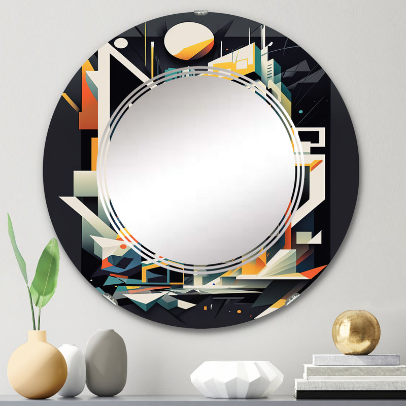 Pani Geometric Graffiti II - Miroir mural géométrique moderne, 24 po x 24 po