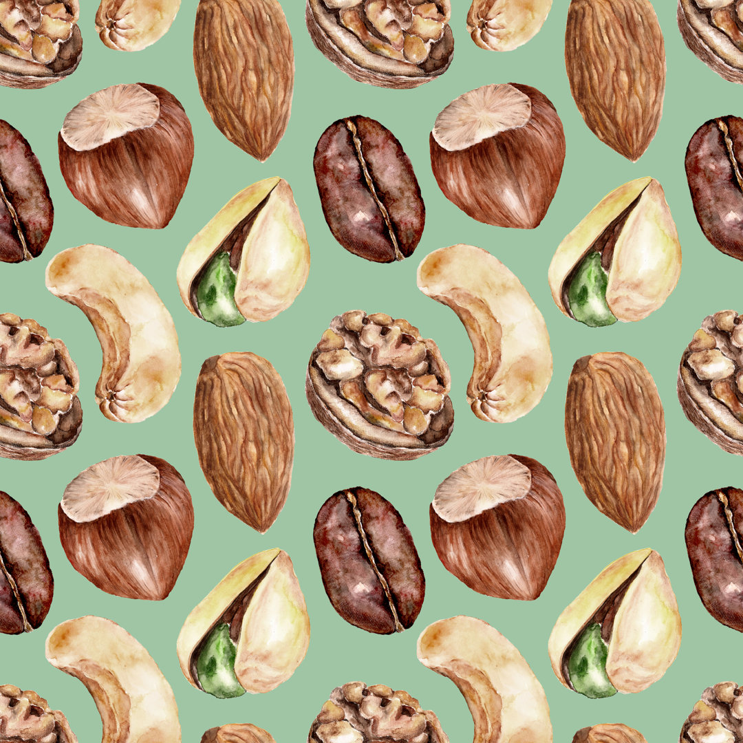 Somerdale Nuts Pattern by Rina_Ro - Wrapped Canvas Graphic Art