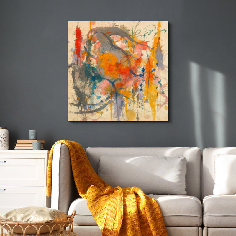Impression sur toile abstraite murale pour décoration de salon, H 12,8 po x l 12,8 po, Toile tendue, Ne s’applique pas