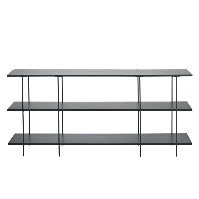 Long Wood and Metal 3-Tier Modern Shelf