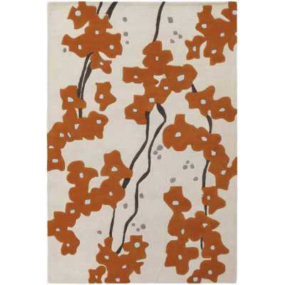 Inhabit Designer Ivory/Orange Area Rug