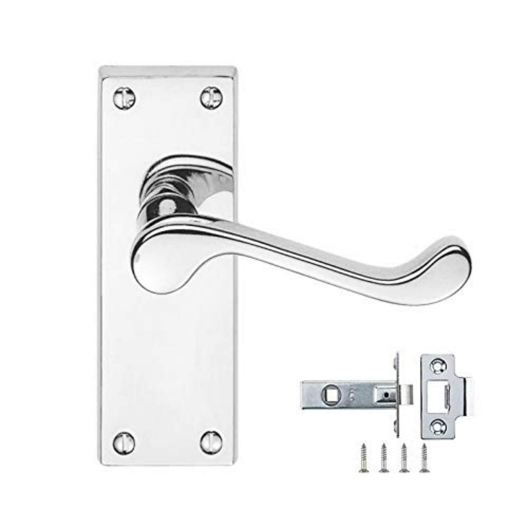 Golden Grace 10 Sets Victorian Design Scroll Door Handles Latch in Polished Chrome Finish with Tubular Latches