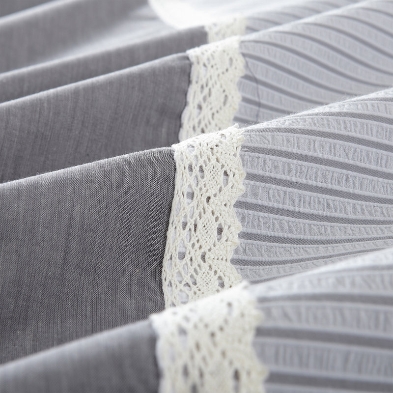 Riverton Gray and White Striped Cotton Twin/Twin XL Duvet Set