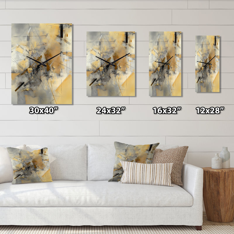 Horloge murale moderne peinture abstraite Jailei, H 32 po x l 24 po x P 1 po