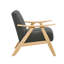 Modern Dark Gray Fabric Upholstered Accent Chair with Natural Solid Rubberwood Frame-134537539