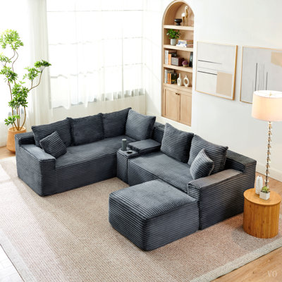 Canapé d'angle modulaire en forme de L, canapé compact et confortable avec coussins moelleux pour salon, mobilier de maison en gros