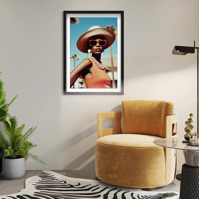 Elegant Palm Springs WomanShadowbox by Oliver Gal, 16.5" H x 11.5" W, Black