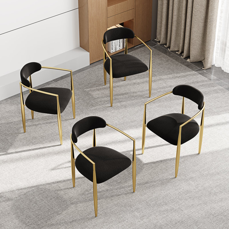 Clivia Fabric Upholstered Back Armchair Dining Chairs, Gold, Black