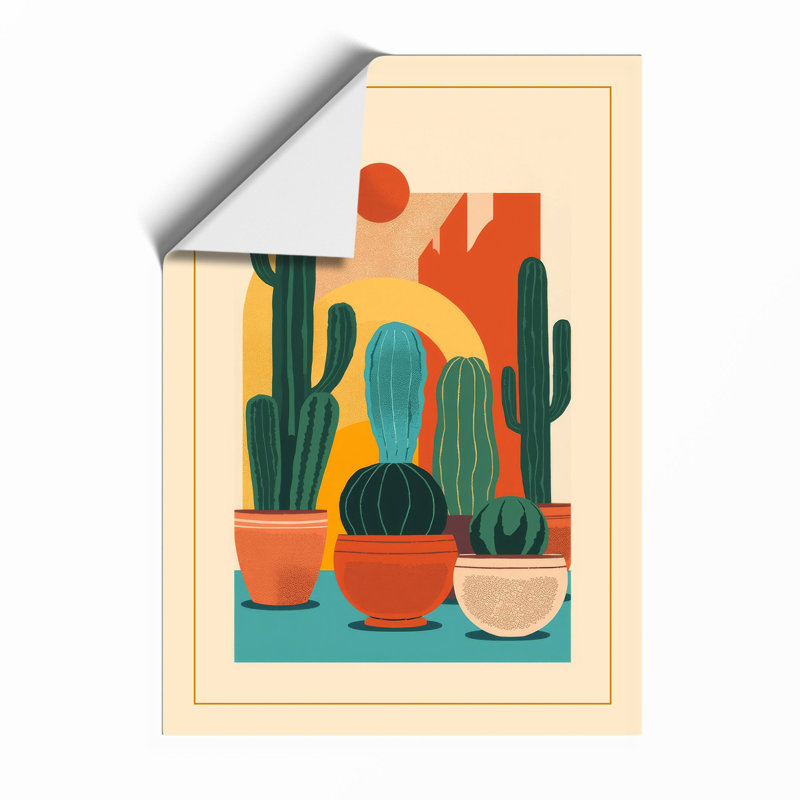 Desert Garden Mid-Century - Framed Print, Unframed, A3 - 42.0 x 29.7 cm