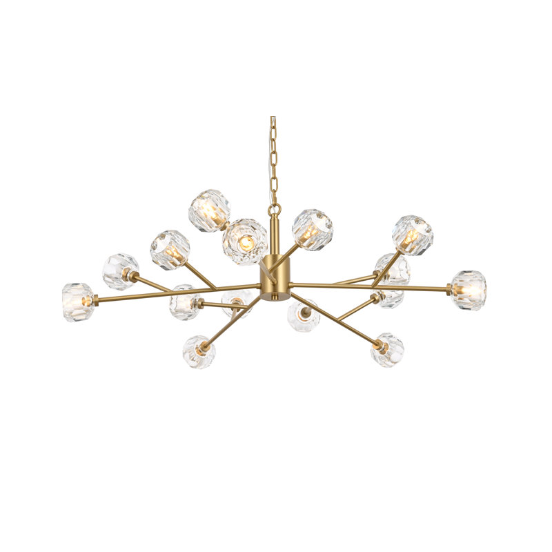Luminaire suspendu sphérique spoutnik 15 lumières Alaiah, Or