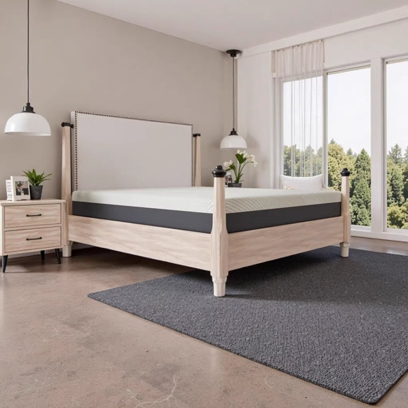 Omne Sleep Twin XL Medium Gel Memory Foam Tight Top 10 Inch Mattress - Black & Gray, Extra-long Twin, 10"