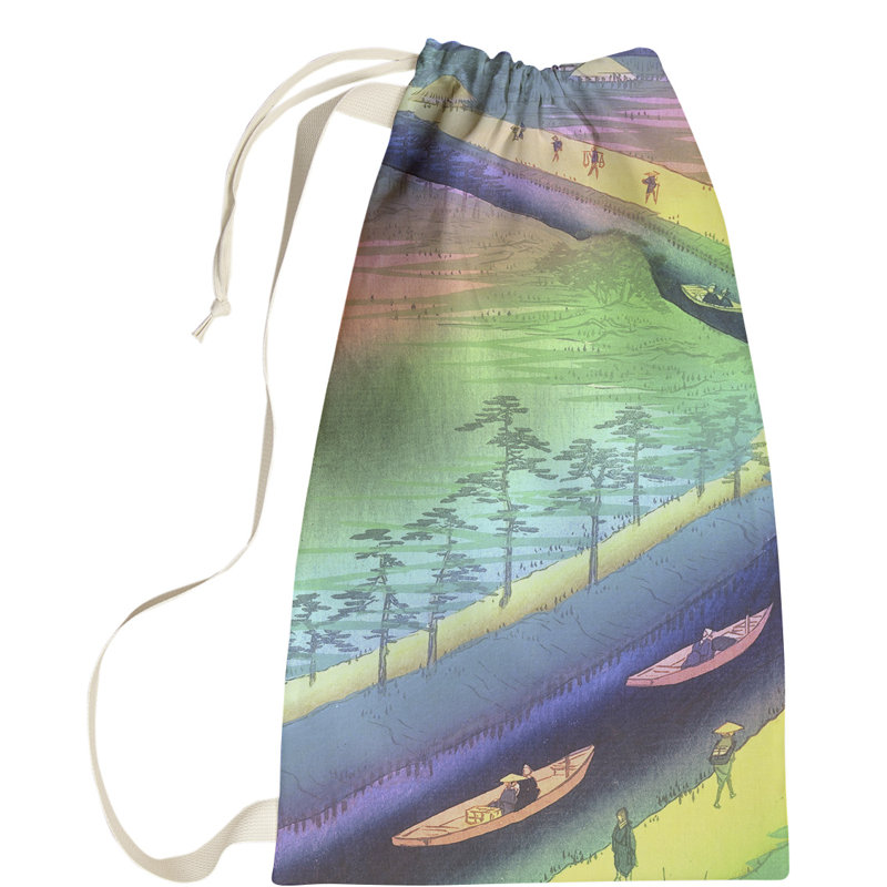 Macintyre Fabric Laundry Bag with Handles, Small ( 64" H x 20" W x 1.5" D), Purple/Green