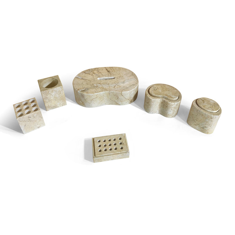 ensemble d'accessoires de salle de bain en marbre naturel, Doré