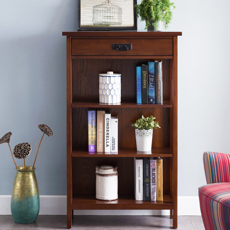 Beachley Solid Wood Slatted Bookcase in Mission Oak