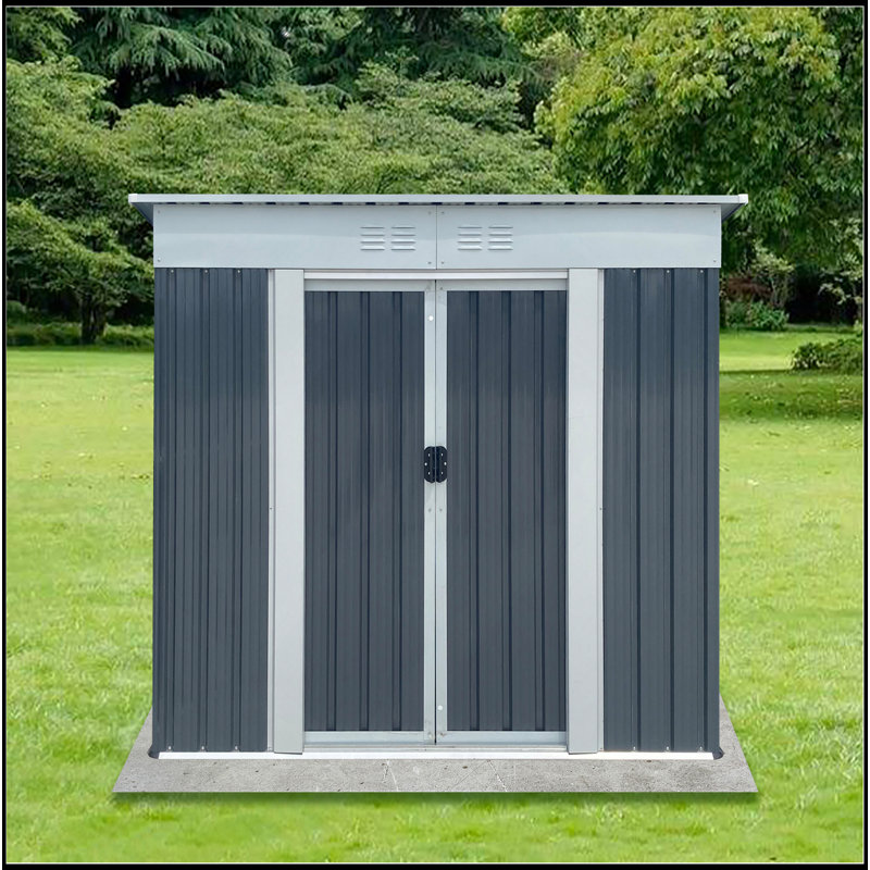 Outdoor Storage Sheds 6Ftx4ft Pent Roof Grey, Grey, 72.5" H x 74.7" W x 45.7" D