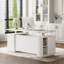 Bureau de direction moderne à hauteur ajustable en rotin électrique 71 po Adonia avec station de chargement à panneau d'intimité, 2 tiroirs et 3 rangements