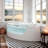 59 Inch 2-Person Corner Whirlpool Bathtub, 16 Jet Hydro Massage, UL Certified Pump/Heater, Cupc Certified Drain, Built-In Heater, Rainbow LED, Handheld Shower, Milk White